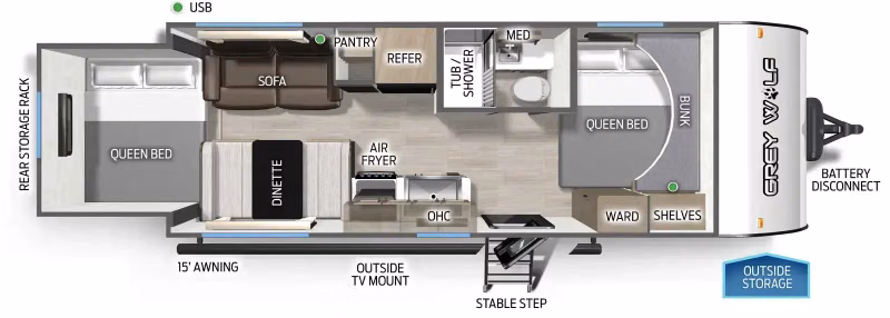 2027 Forest River Cherokee Grey Wolf Travel Trailer 19SM - Image 1