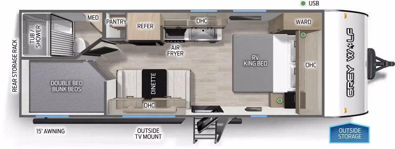 2027 Forest River Cherokee Grey Wolf Travel Trailer 22MKSE - Image 1